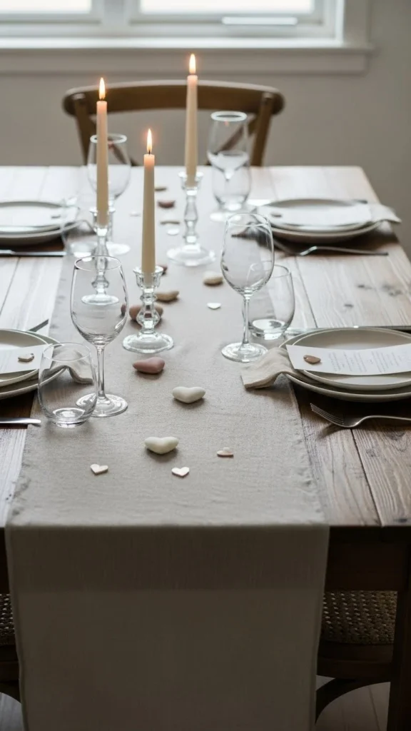 Dining Table Runner With Heart Details