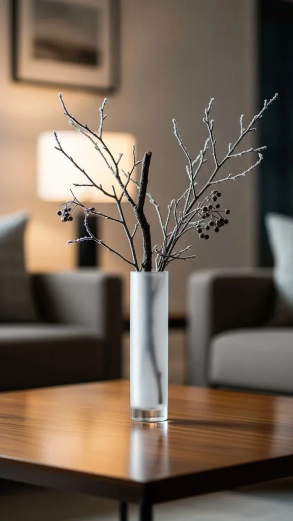 Dried Winter Branches in a Slim Vase