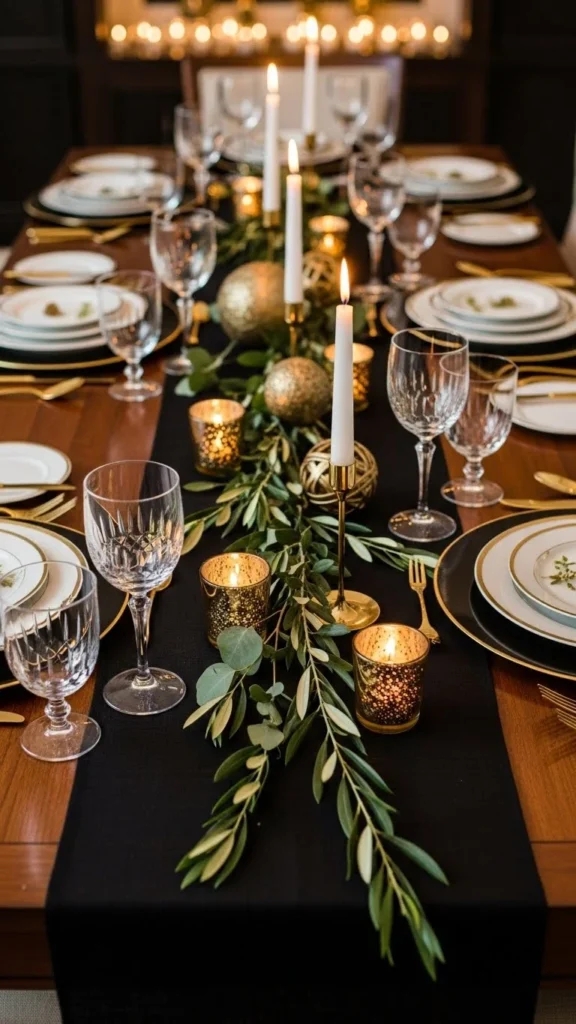 Elegant Black Table Runner
