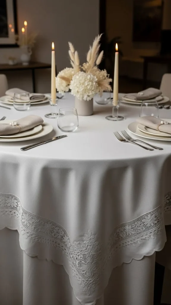 Embroidered White Tablecloth