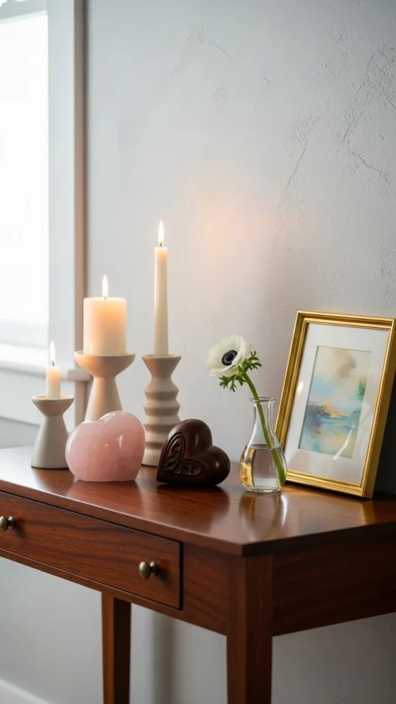 Entry Table With Love-Themed Decor