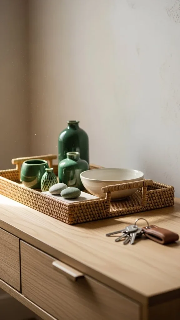 Entryway Tray with Green Accents