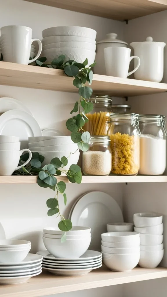 Eucalyptus Garland on Open Shelves