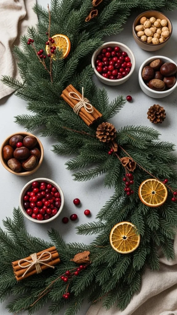 Evergreen Garland Down the Center