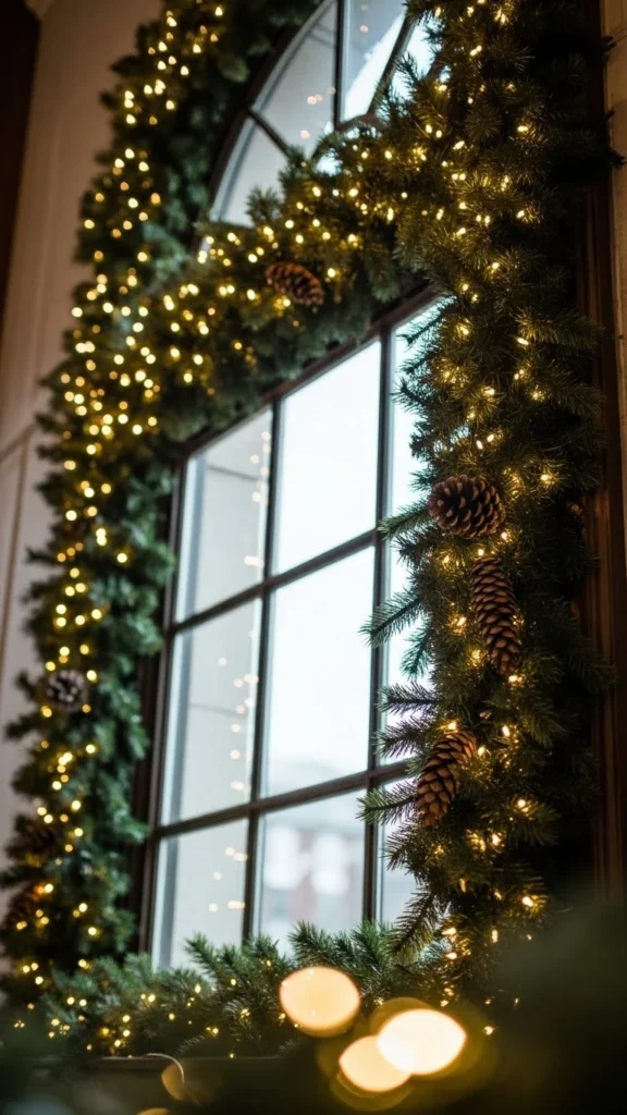 Evergreen Garland-Framed Windows