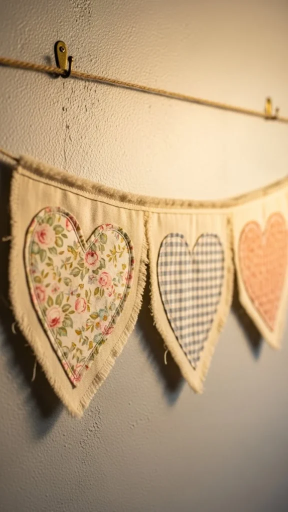Fabric Banner With Heart Shapes