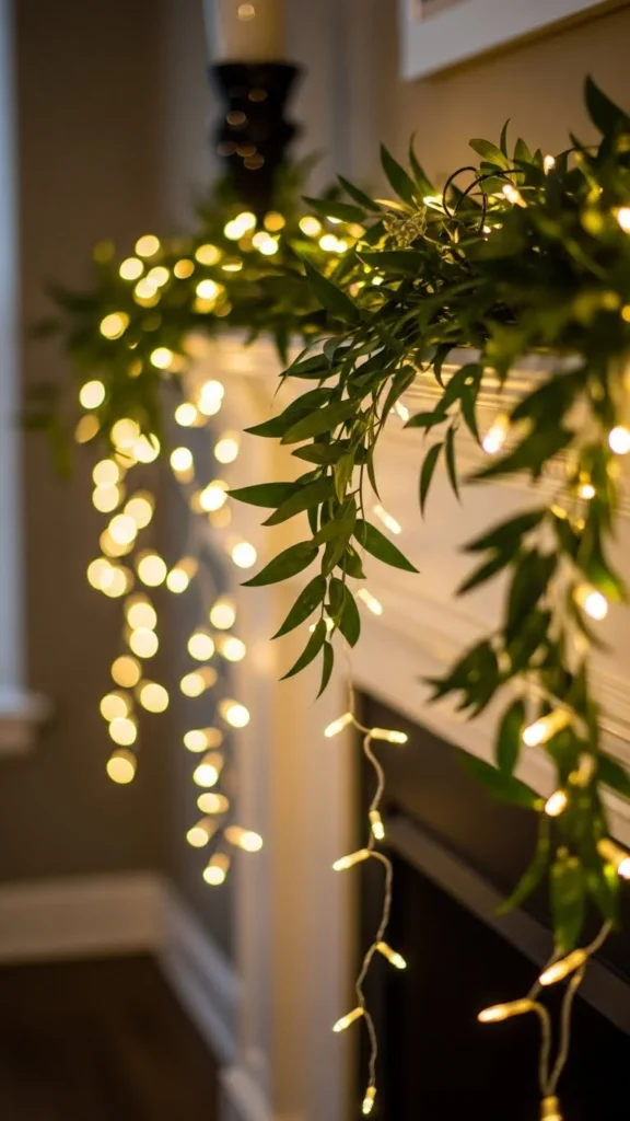 Fairy Light Curtain Mantel