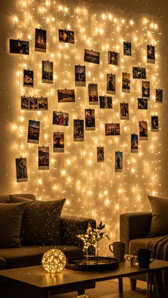 Fairy-Light Memory Wall