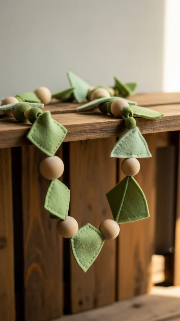 Felt Garland with Wooden Beads