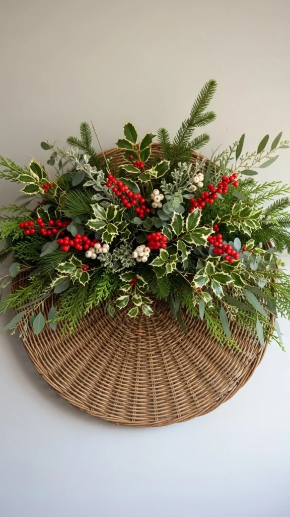 Festive Wall Basket With Greenery