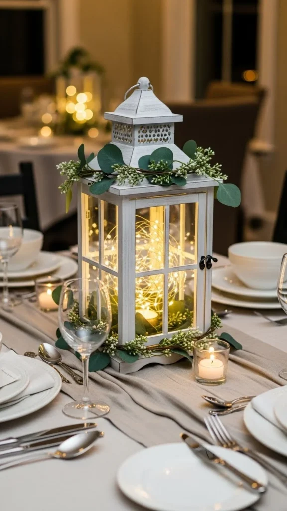 Festive White Lantern Centerpiece