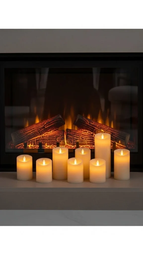 Firebox Filled With Faux Candles