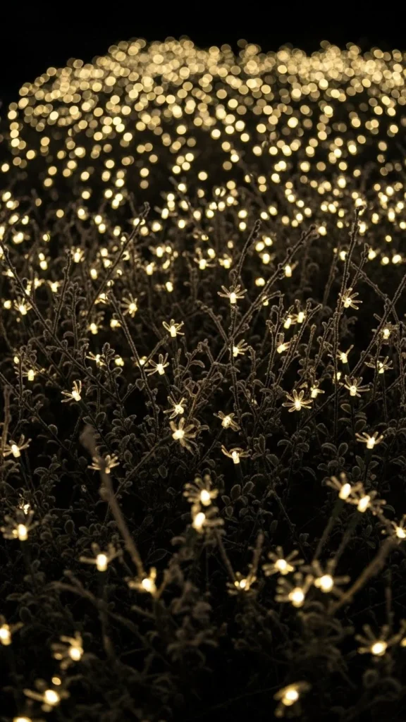 Firefly Lights in Winter Bushes