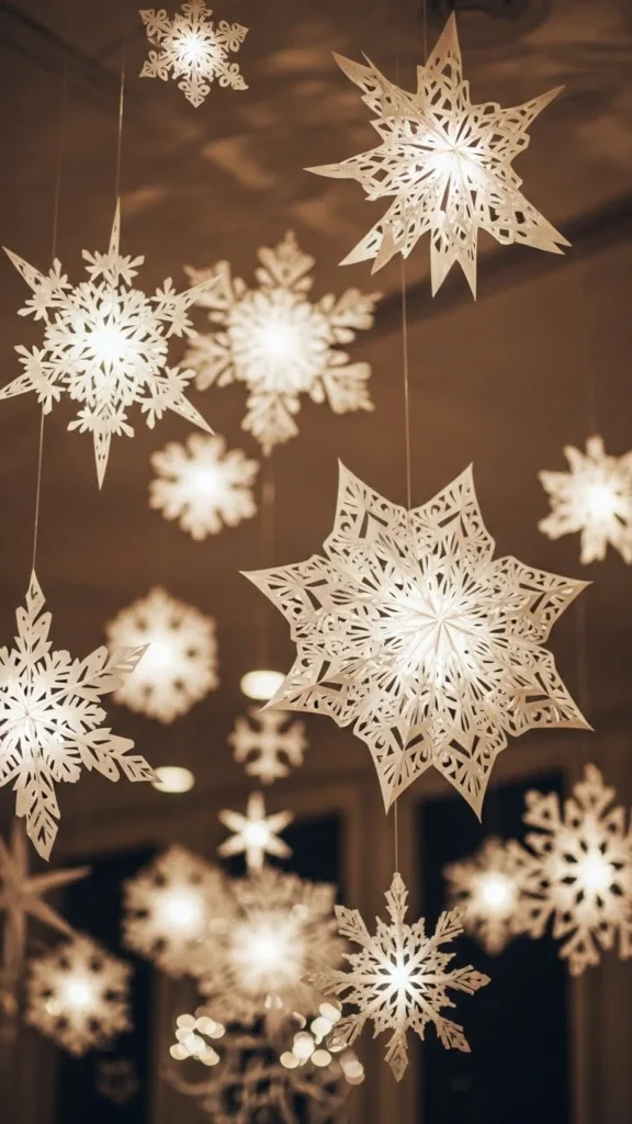 Floating Paper Snowflakes