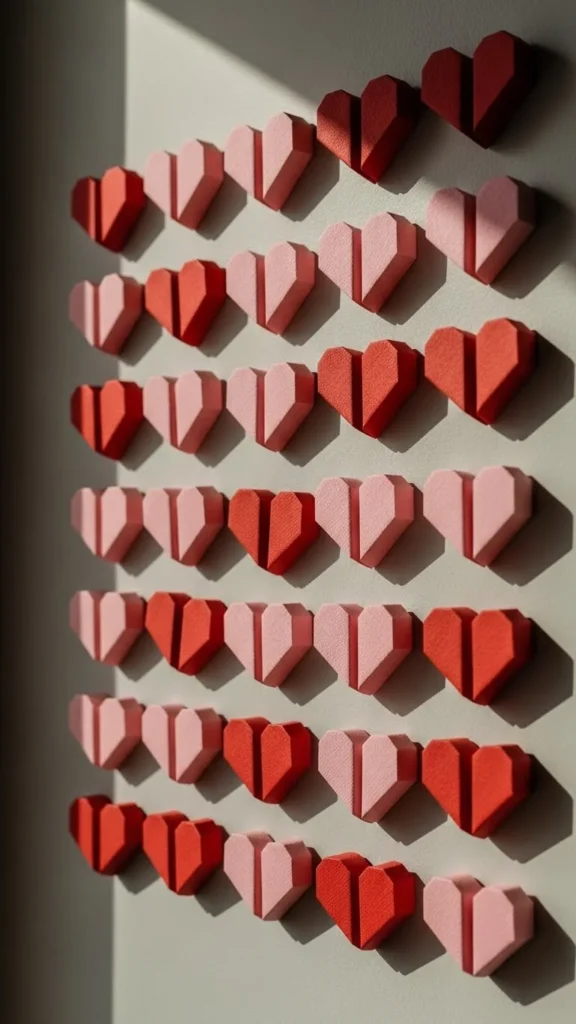 Folded Paper Heart Wall Accents