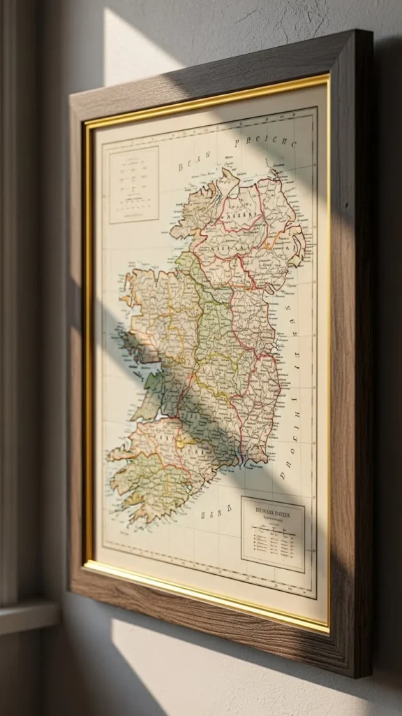 Framed Vintage Map of Ireland