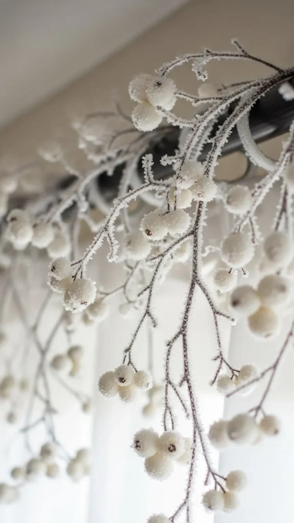 Frosted Branch Curtain Rod Accent