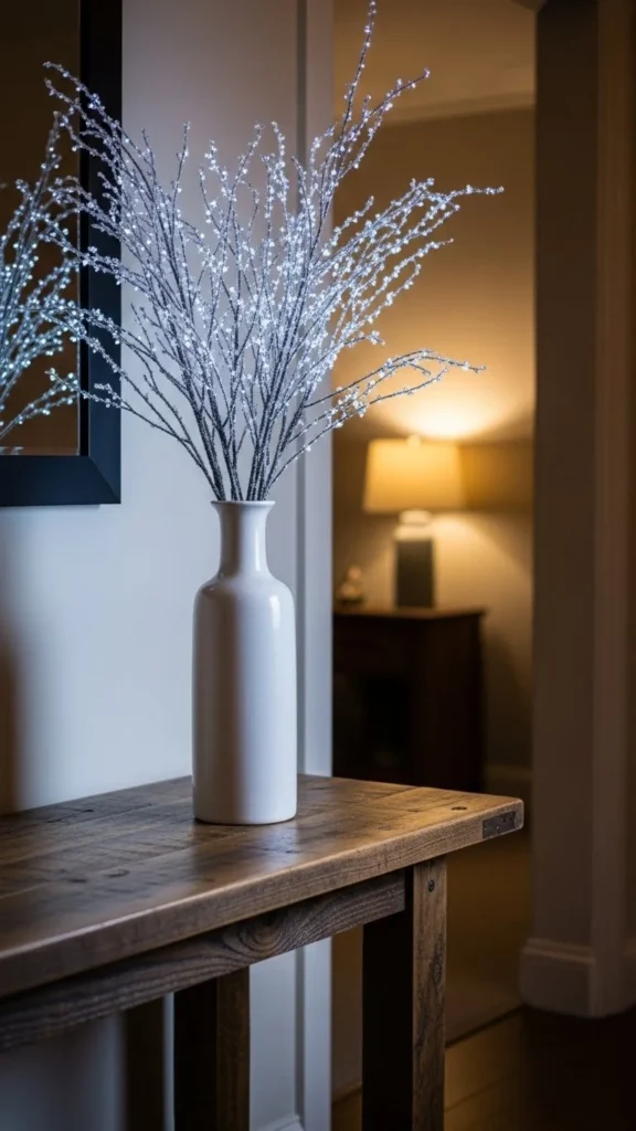 Frosted Branch Vase Display