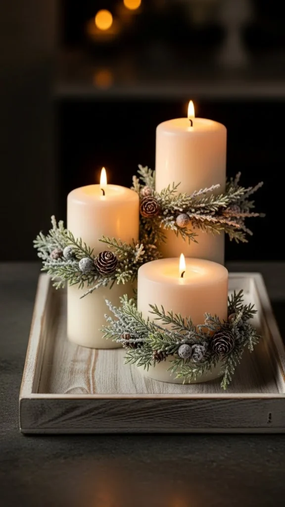 Frosted Candle Ring Trio
