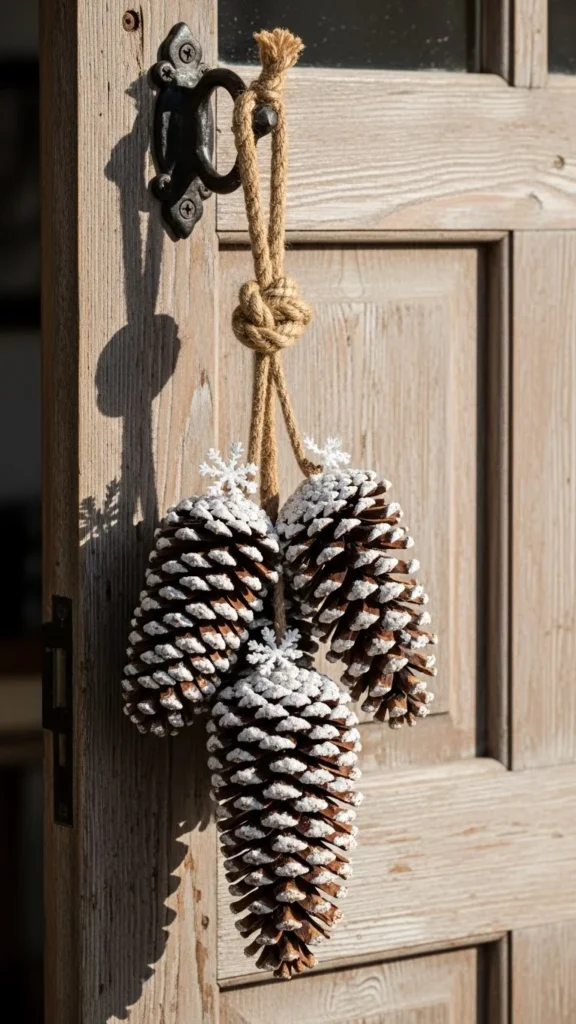 Frosted Pinecone Door Hanger
