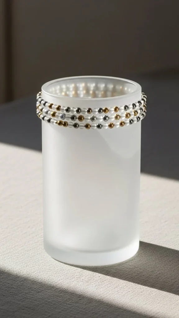 Frosted Vase with Beaded Trim