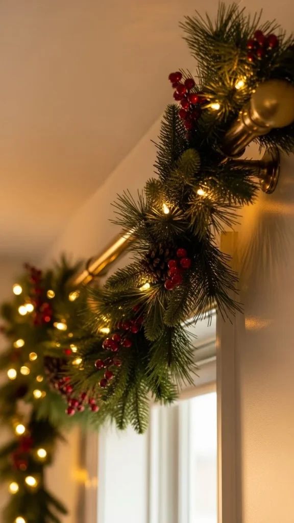 Garland-Wrapped Curtain Rod