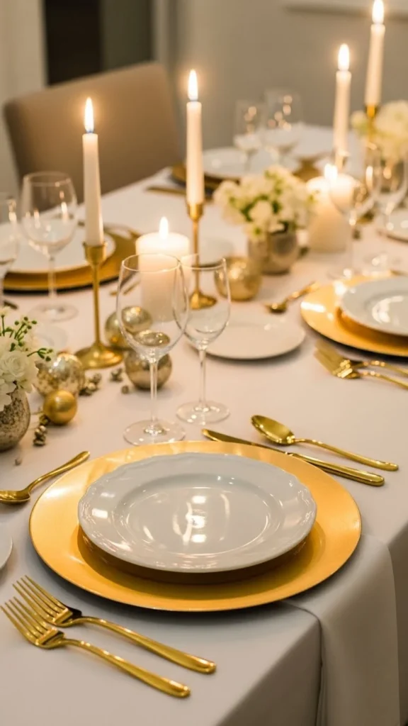 Glam Gold-and-White Table Setting