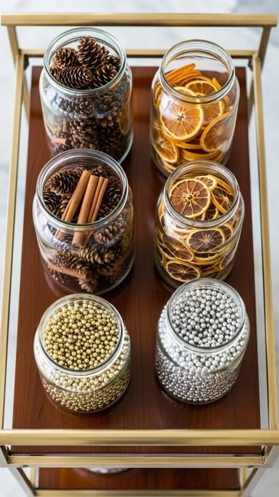 Glass Jars Filled With Decorative Items