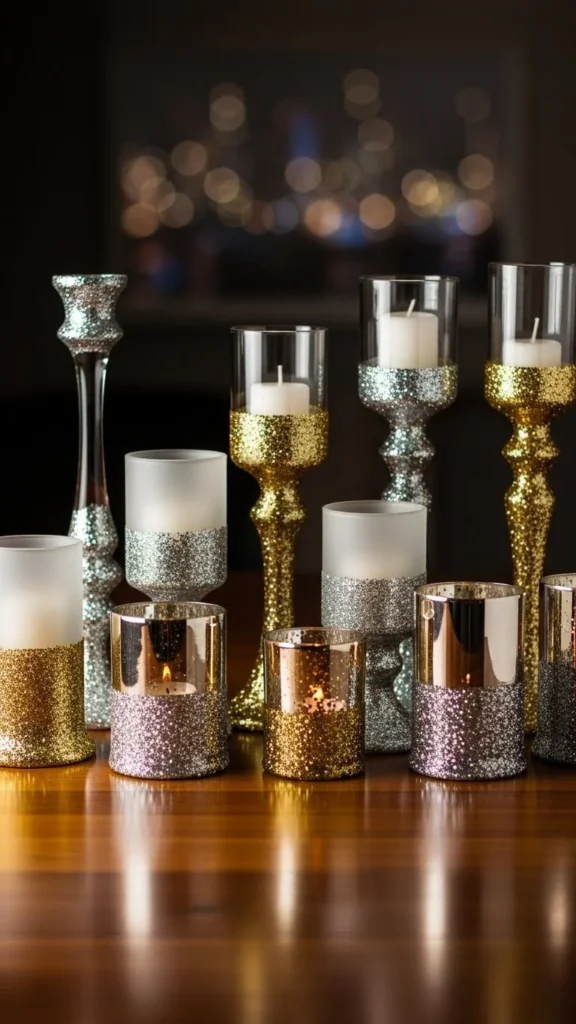 Glitter-Dipped Candle Holders