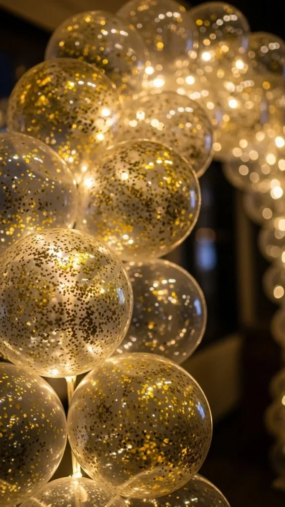 Glitter-Filled Clear Balloon Arch