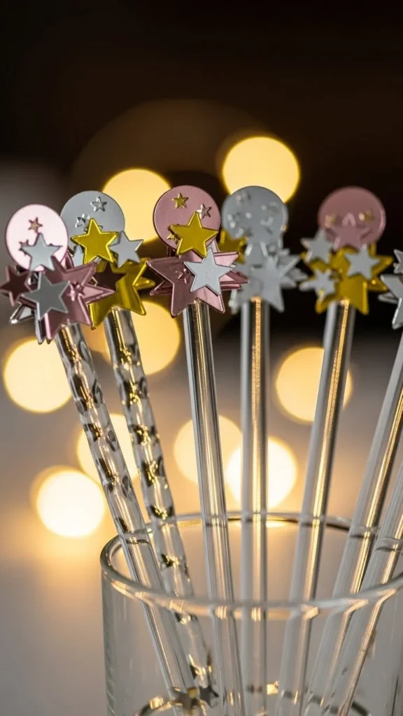 Glittering Confetti Drink Stirrers