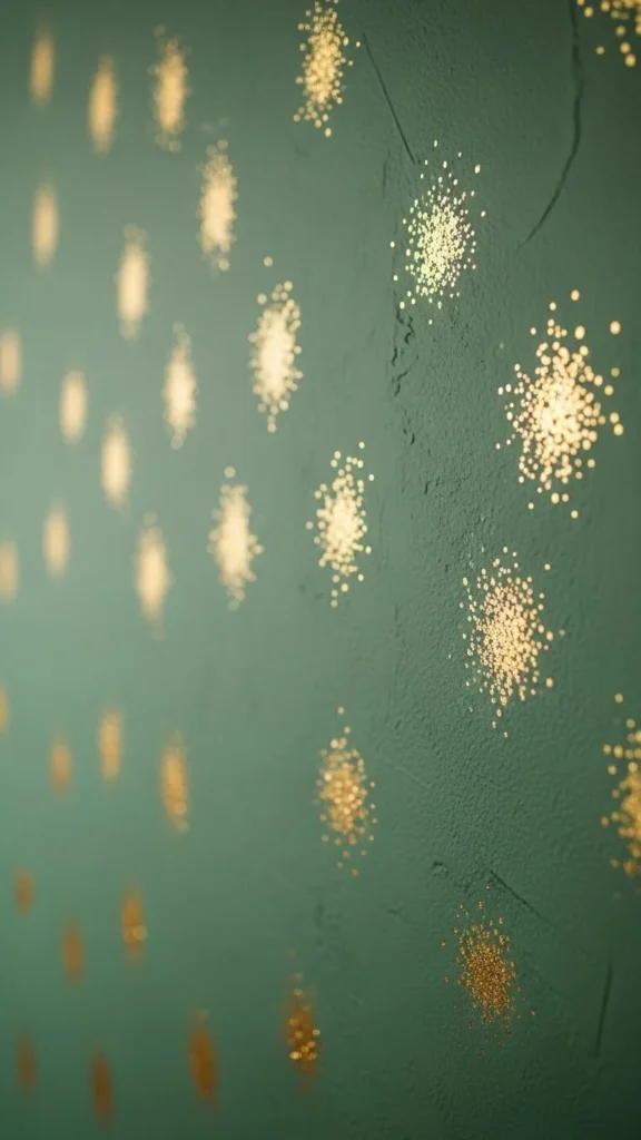 Gold Dot on Green Wall