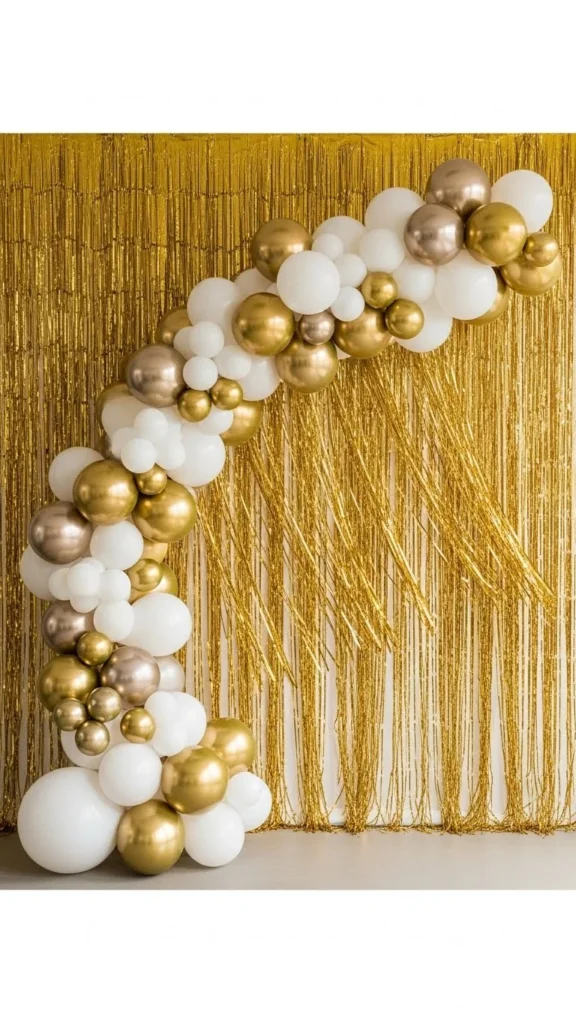Gold Fringe & Balloon Combo Arch