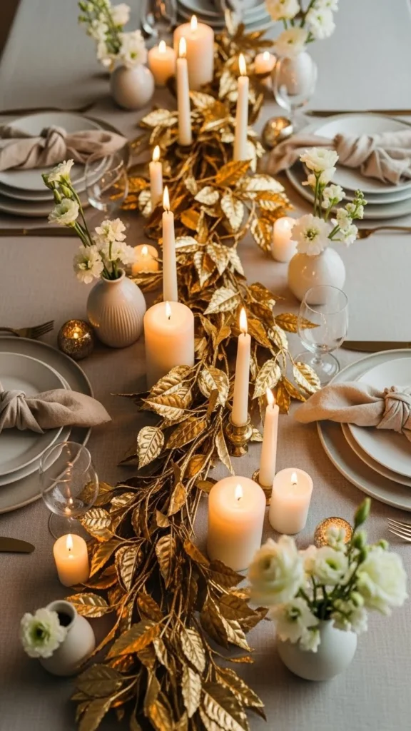 Gold Leaf Garland Down the Center