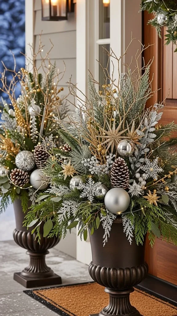 Gold and Silver Porch Planters