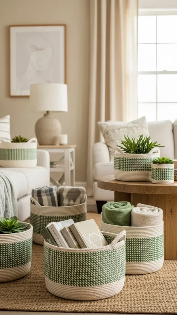 Green Accent Baskets