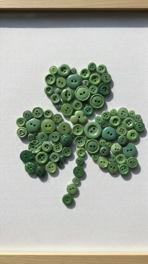 Green Button Shamrock Art