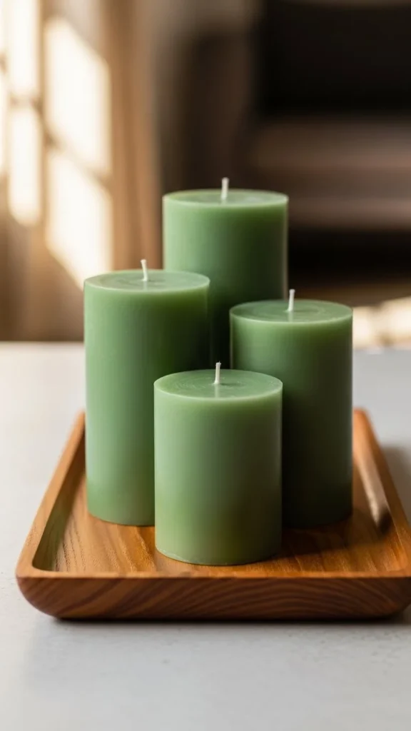 Green Candles Mixed with Neutrals