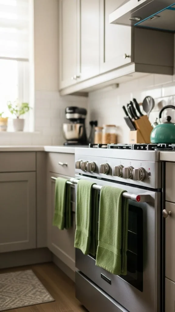 Green Dish Towels in the Kitchen