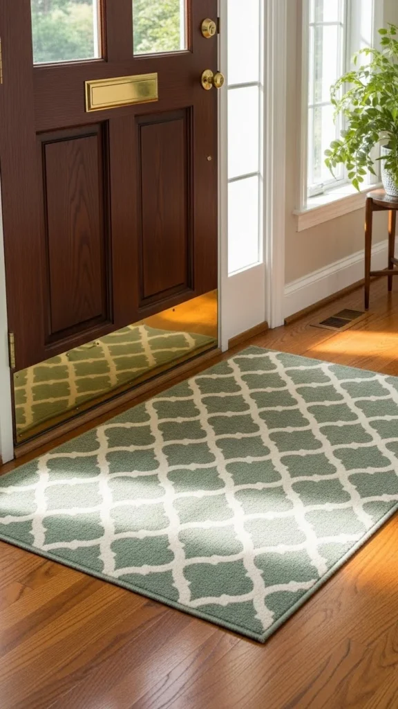 Green Entry Rugs with Simple Patterns