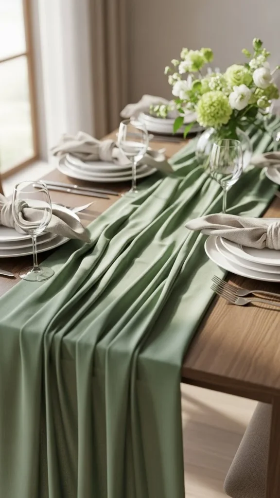 Green Fabric Table Runner