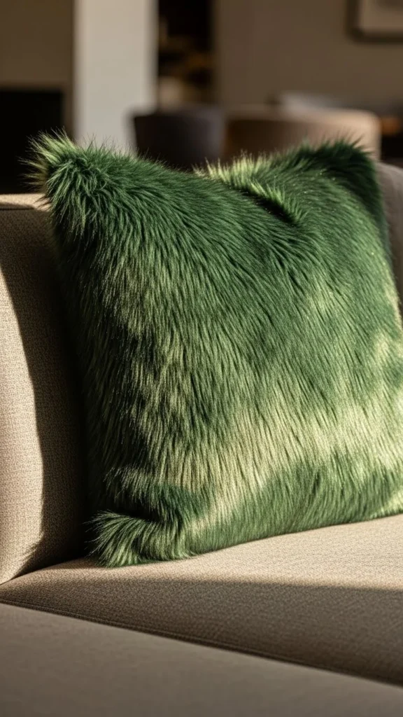 Green Faux Fur Accents
