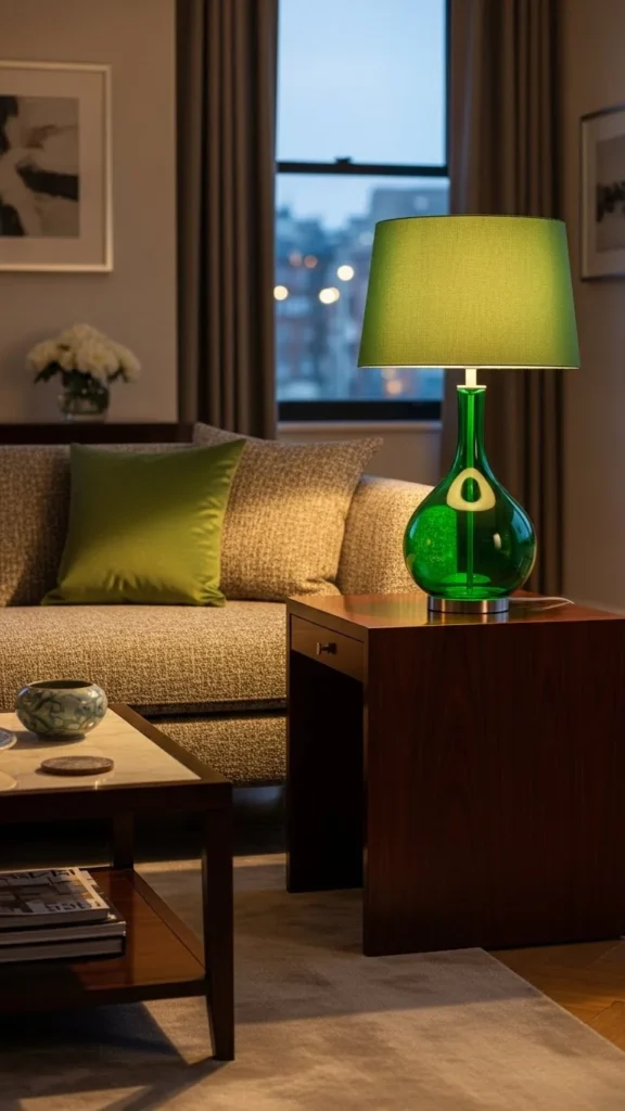 Green Glass Lamps and Shades