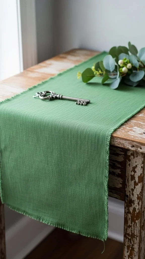 Green Runner With Natural Edges