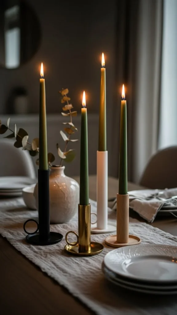 Green Taper Candles
