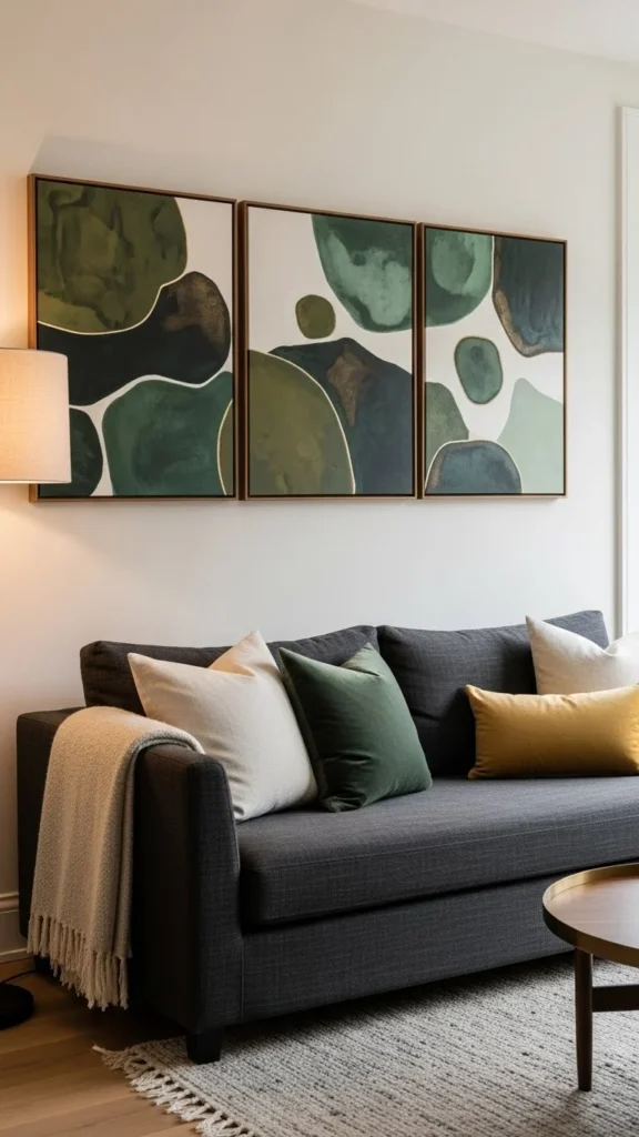 Green Wall Art with Soft Patterns