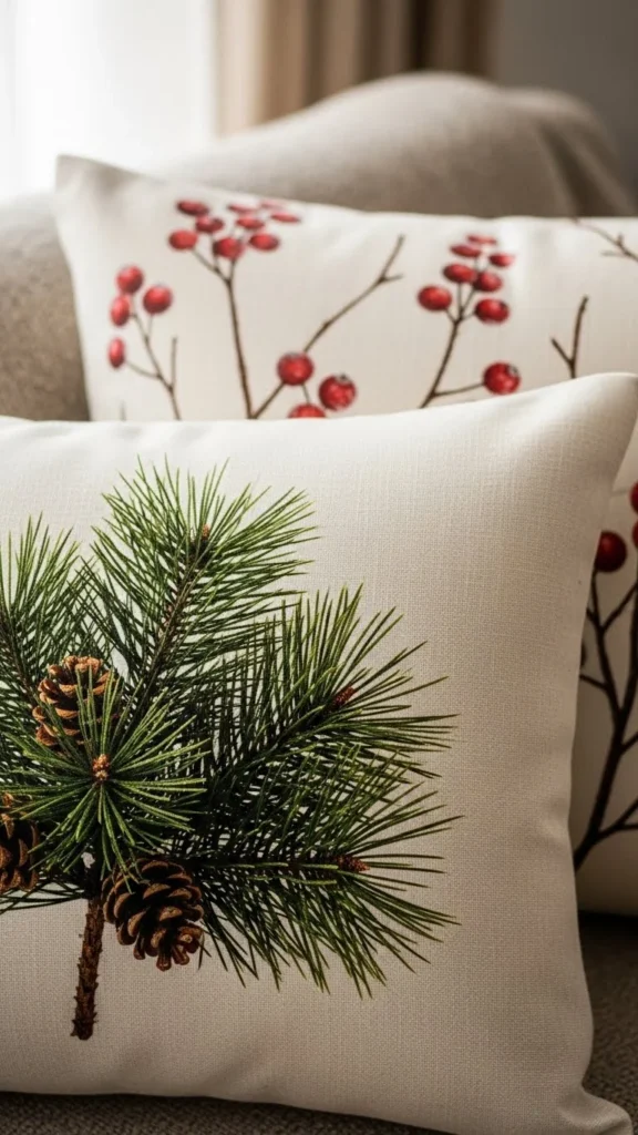 Greenery-Printed Pillows