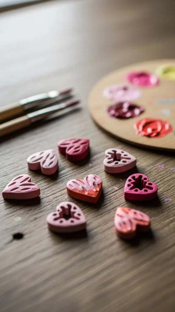 Hand-Painted Wooden Hearts