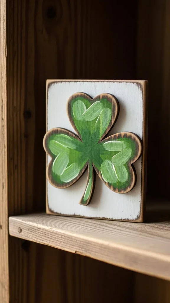 Hand-Painted Wooden Shamrock Signs