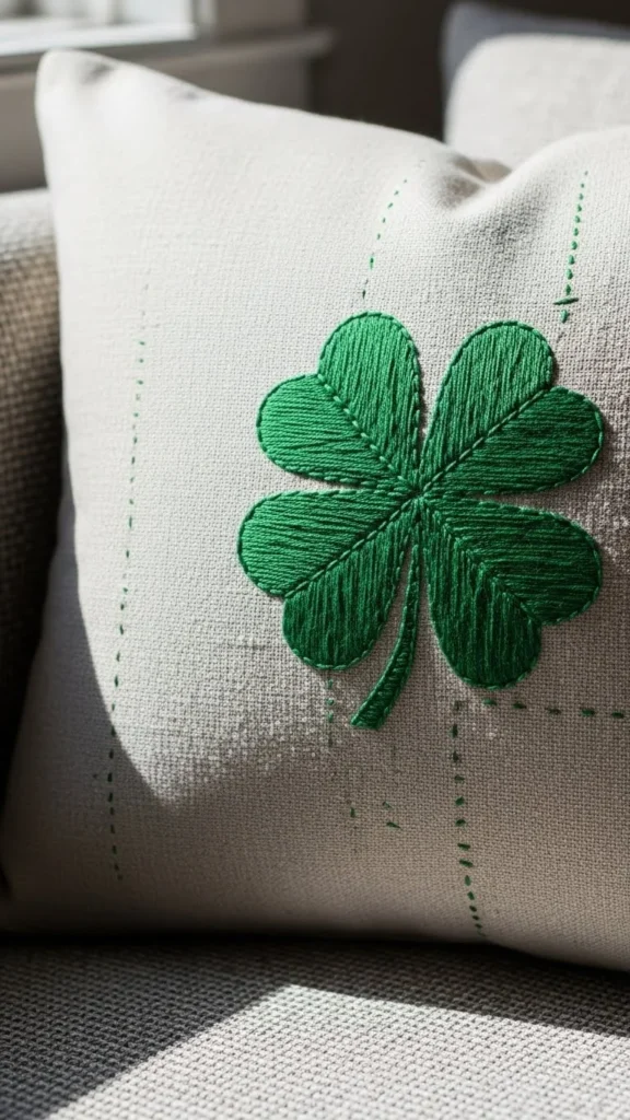 Hand-Stitched Clover Pillow Cover